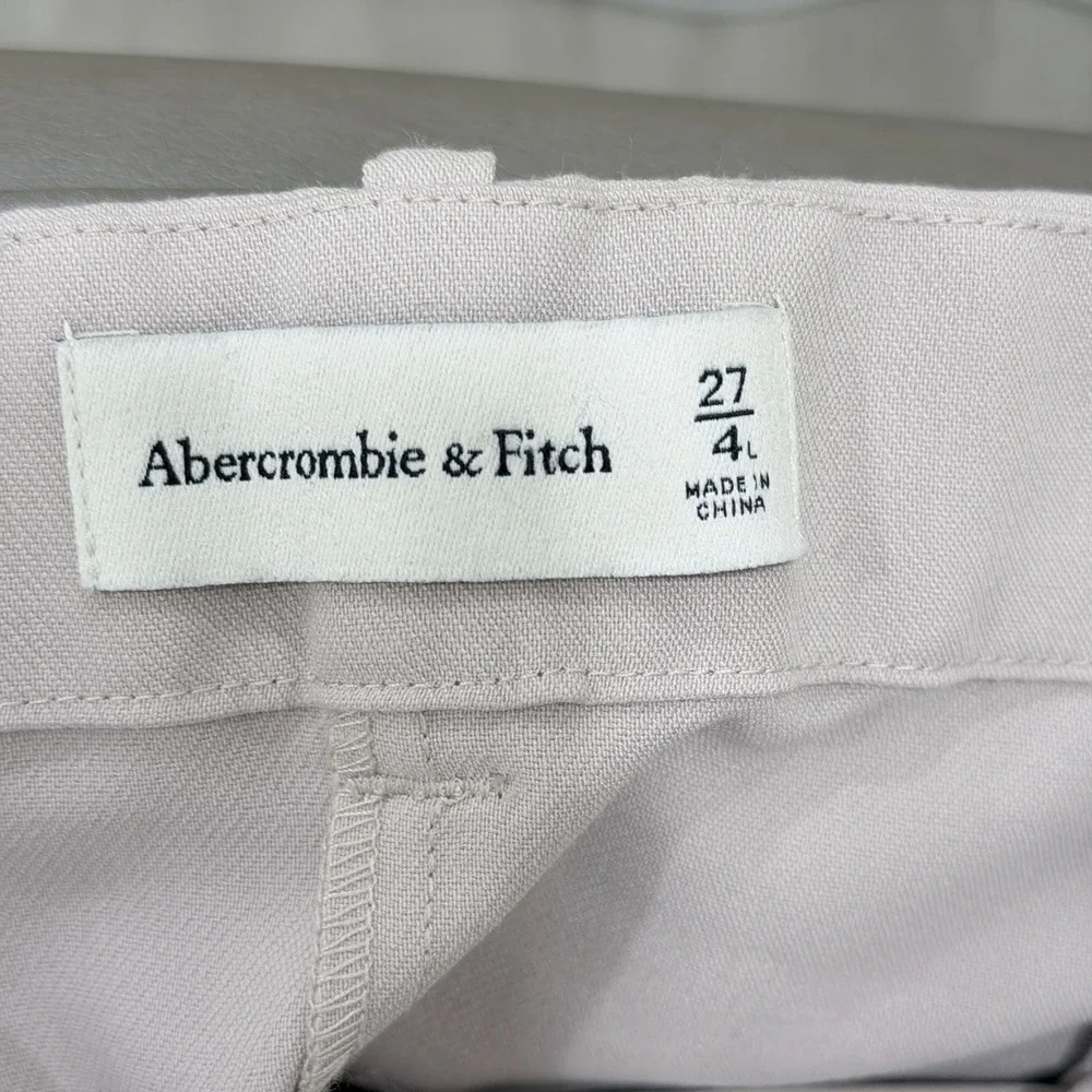 Abercrombie & Fitch Womens 27L Tailored Wide Leg Cargo Pants Beige Pleated